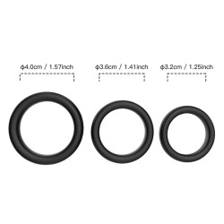 FUKR Lot de 3 cockring Silicone Set Ring Noirs